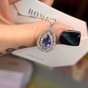 Bomb Party Blue Box Necklaces "Circle of Sparkle" Lab Created Ice Blue Sapphire